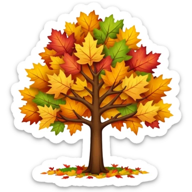 tree in the fall with colorful autumn leaves sticker