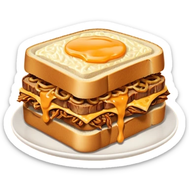 BBQ pulled pork frisco melt on texas toast with crispy onions  sticker