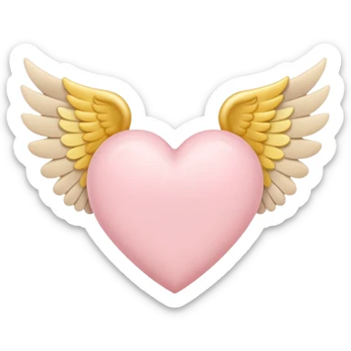Heart with wings in soft pink, beige and yellow pastel colors sticker