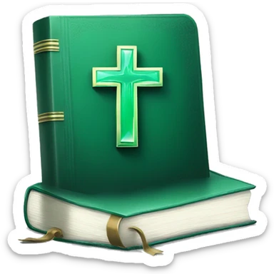 Emerald green Bible with white cross sticker