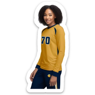 Basketball longsleeve warmup top gold/navy sticker