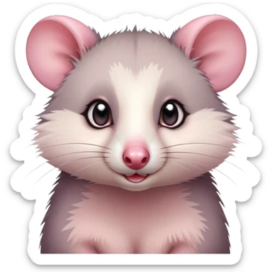 Opossum with blush sticker