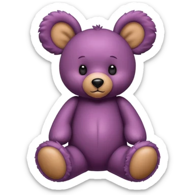 Isolated, incredibly large fluffy and intricately detailed digital illustration of the most incredibly adorable plum color teddy bear with big ears, one slightly floppy, figurine imaginable, toy style. sticker