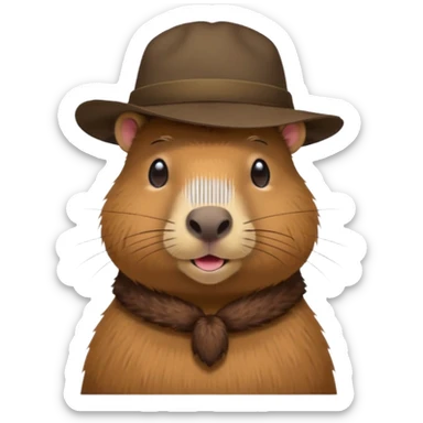 Capibara with a hat sticker