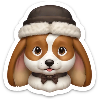 dog with bow and hat sticker