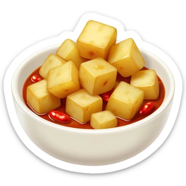 potato cubes sauced with sweet chilli in a bowl sticker