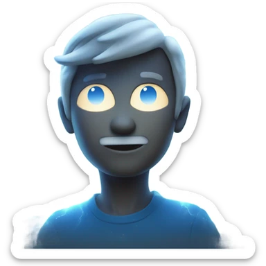 A flash of light and glowing particles as a figure blinks away from one spot and reappears instantly in another, with a trail of shimmering blue energy left behind. sticker