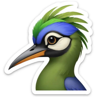 Blue Sicklebill headshot sticker
