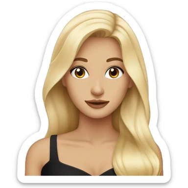 Gorgeous blonde woman, brown eyes, long hair, wearing a black gown sticker