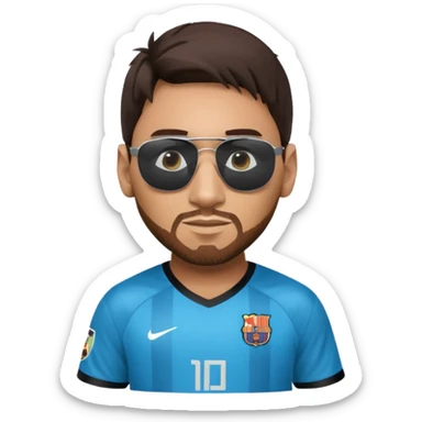 Lionel Messi wearing a Matrix-inspired costume with sunglasses sticker