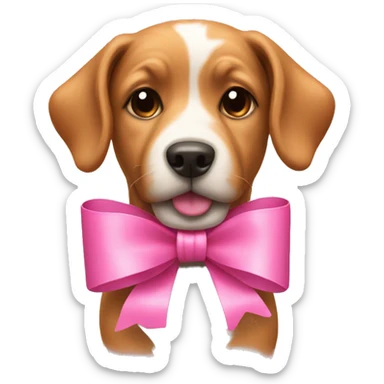 Dog with a pink bow sticker