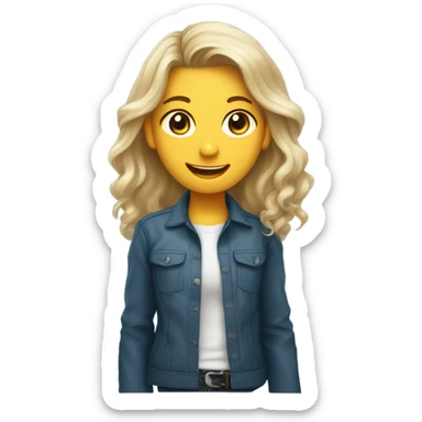 ragazza con capelli lisci di media lunghezza, biondo scuro, occhi azzurri con giacca e camicia sorrid sticker