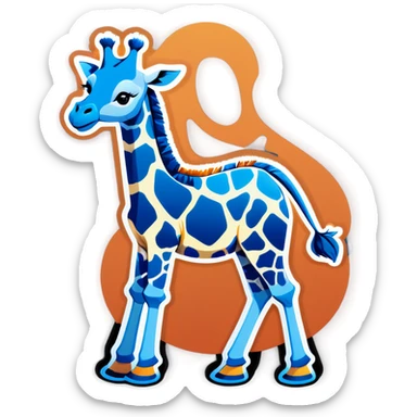 Blue giraffe sticker