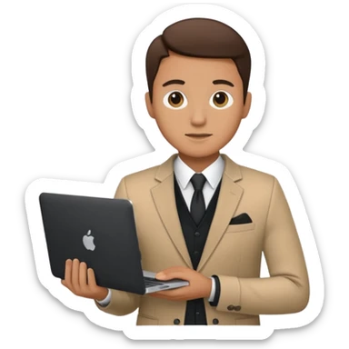 A marketer with a black macbook sticker