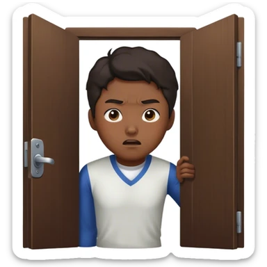 korean man escape door sticker