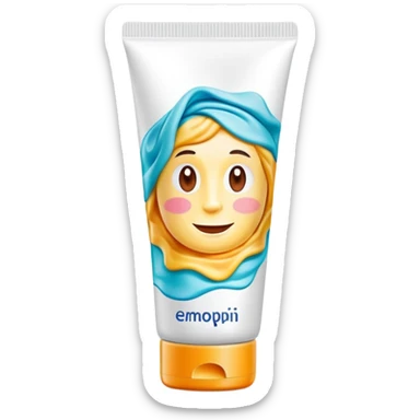 empty, crumpled, very wrinkled hand cream tube with cap on, colorful and vibrant design, looks like a beauty product sticker