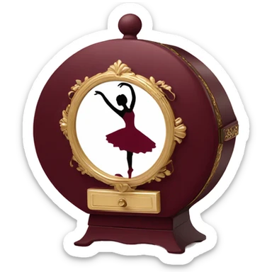burgundy music box with a silhouette of a ballerina sticker