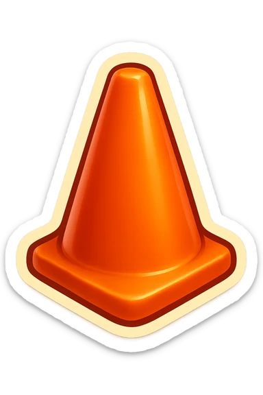 Render only an orange pylon, no face, no accessories, in a clean retro sticker style with a transparent background. sticker