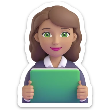happy teacher with light brown hair and green eyes sticker