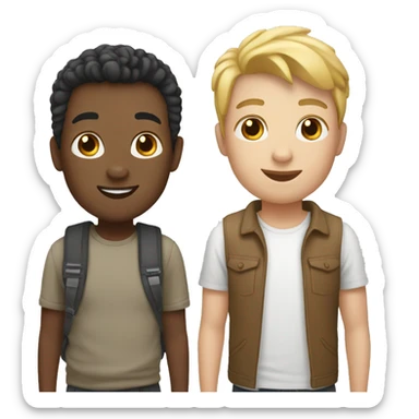 three white and asian friends sticker