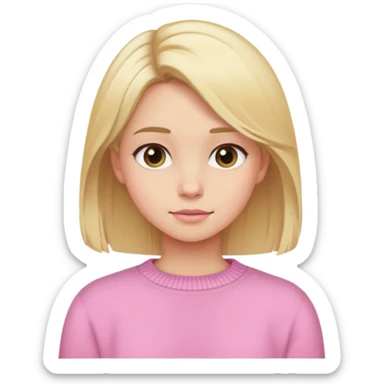 a girl with blondish hair and pink jumper sticker