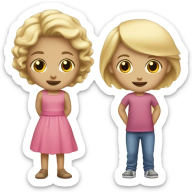 blonde child does not give a toy to another blonde child sticker