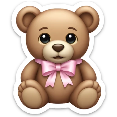 Teddy bear with light pink bow  sticker