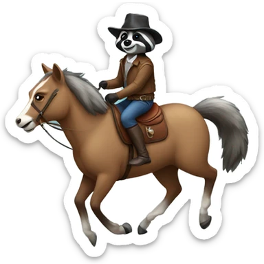 Raccoon riding a horse sticker