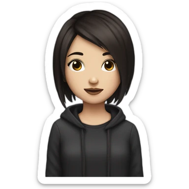 girl with dark brown short hair that is an emo sticker