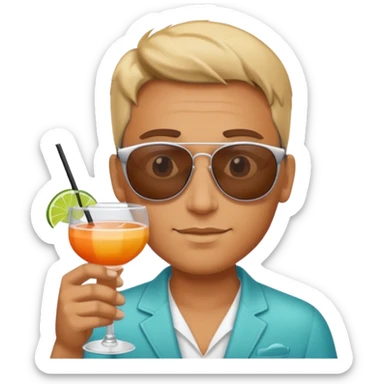 Chat avec un coctail sticker