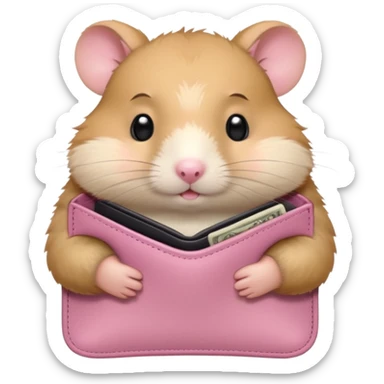 cartoon-style hamster melancholy expression opening his wallet to showcase nothing sticker