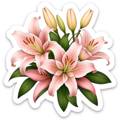 Blush Pink and Champagne Pink color lilies bouquet sticker