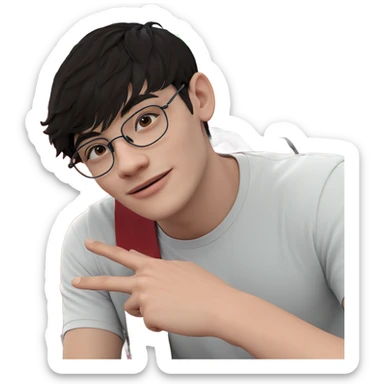 boy with glasses by vending machine sticker