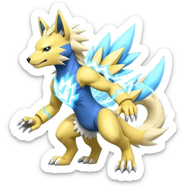 WereGarurumon-Manectric-Zeraora-fusion (full body) sticker
