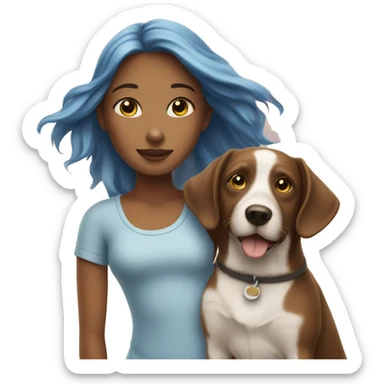 girl with dog under blue sky sticker