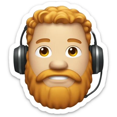 big fat man with ginger beard and headset sticker