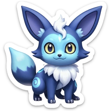 Shiny snowy pastel Nebulae Noibat-Meowstic-Umbreon-Fakémon-hybrid-creature (full body)  sticker