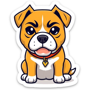 Blonde boxer, middle-aged dog with a slot underbite sticker