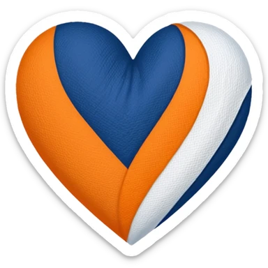 Half dark blue half orange heart split vertically, a white gauze stripe wrapping diagonally around the entire heart sticker