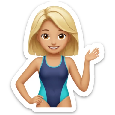 A cartoon girl in swimsuit sticker