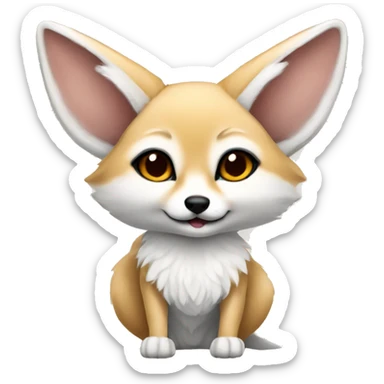 Fennec fox with white heart  sticker
