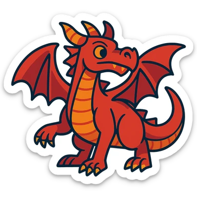 red dragon in vibrant toon style sticker