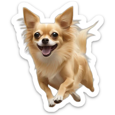 Long hair sand chihuahua running in Hollywood park sticker