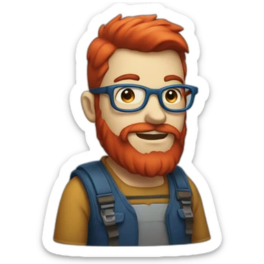 geek with red beard and blue skin sticker