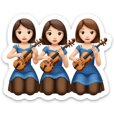 Create an imagine of three brunette women playing string instruments sticker
