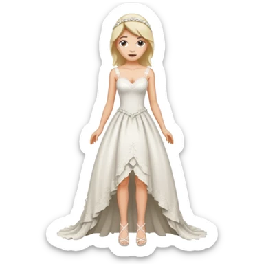 woman ripped wedding dress standing on foot sticker