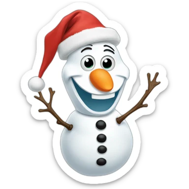 olaf wearing a Santa hat sticker
