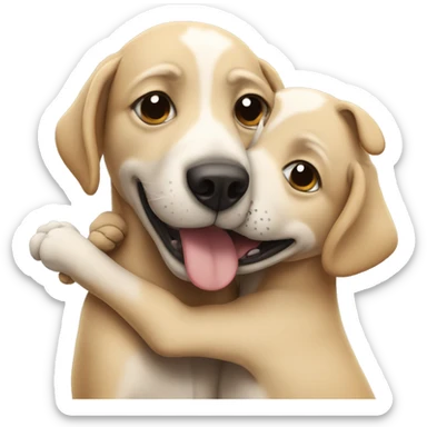 Two dogs hugging silly sticker