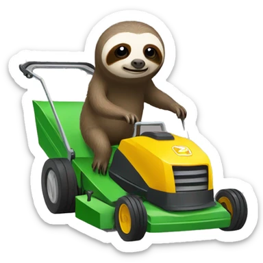 Sloths pushing lawn mower sticker