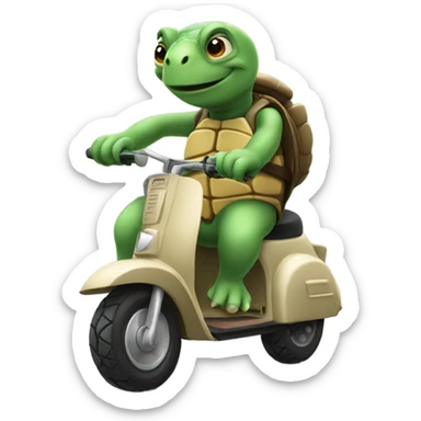 Turtle on a scooter sticker